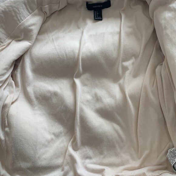 FOREVER 21 cream neutral stone Moto jacket faux leather - Picture 7 of 7
